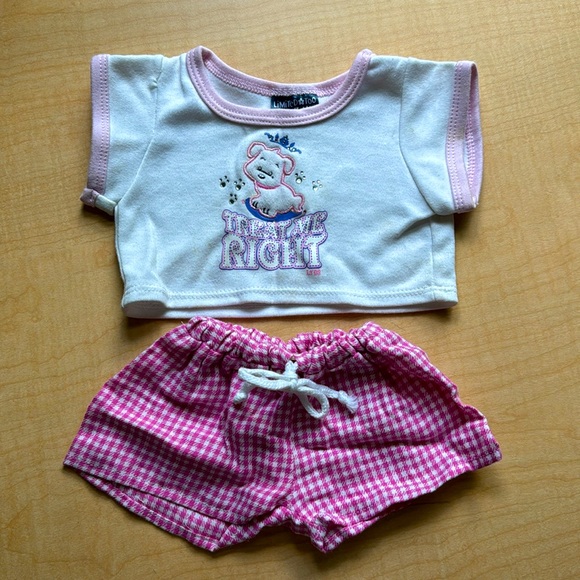 Limited Too Build A Bear workshop 2 piece outfit - T-shirt and shorts - Picture 1 of 3